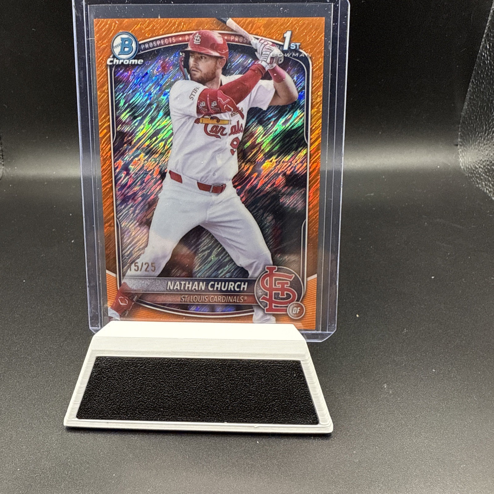 Nathan Church 2025 Bowman Chrome Orange Shimmer 1st Refractor /25 Cardinals