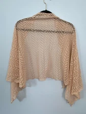 Vintage Abraham & Straus Light Pink Acrylic Open Knit Scarf / Wrap, 60s/70s
