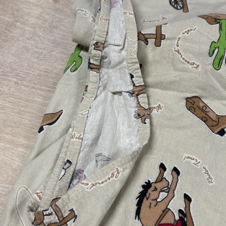 Divatex Brown Flannel Cowboy Rodeo Horse Size TWIN Fitted Sheet - Image 4 of 4