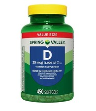 Spring Valley Vitamin D3 Softgels 25 mcg 1,000 IU 450 Count