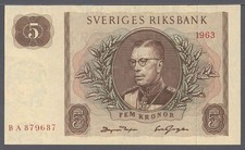 Sweden 1963 5 Kronor Pick 50b