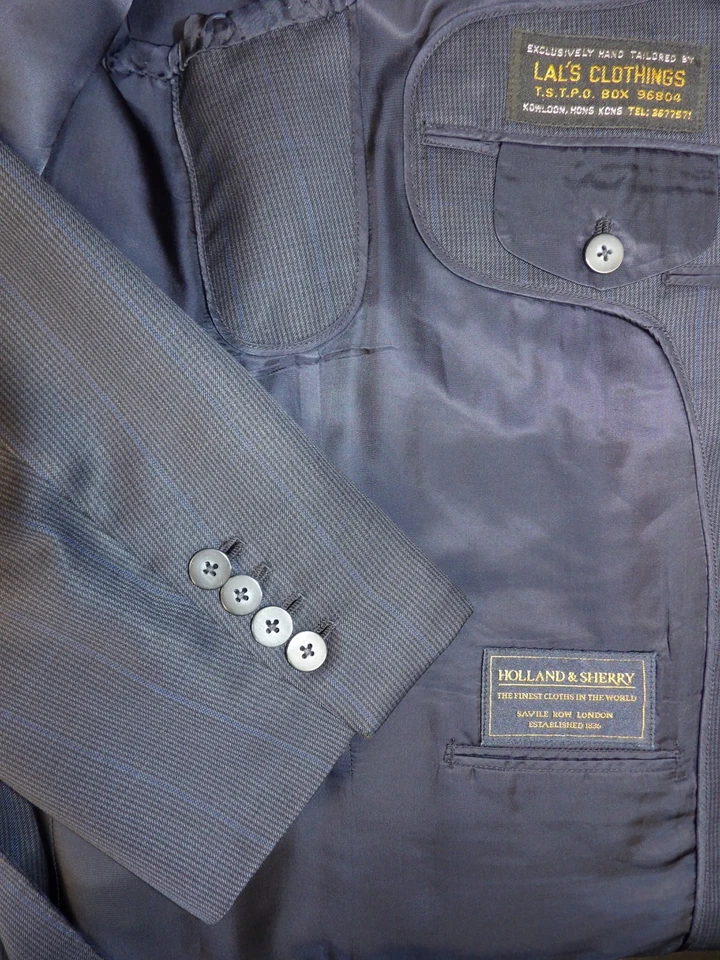 LAL'S Holland & Sherry Mens Suit 40r 36W X 29 Blue window payne 100% Wool L-#200 - Image 3 of 4