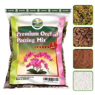 Orchid Potting Mix for Repotting with Moss Pine Bark Mulch Perlite Stone & Co...