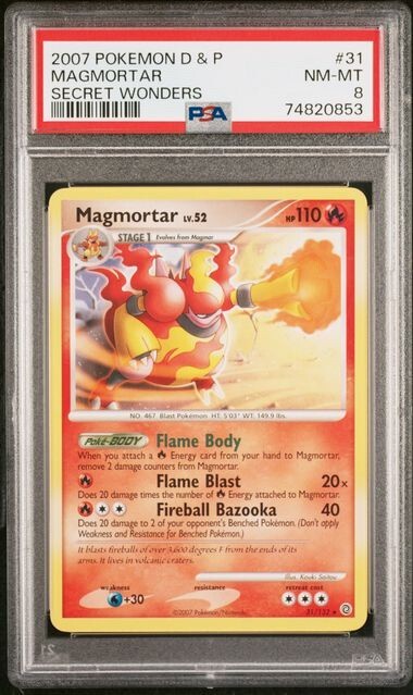 2007 Pokémon Secret Wonders Magmortar 31/132 PSA 8 NM-MT