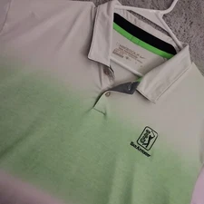 Nike Polo Shirt Mens Large TPC San Antonio Neon Green Striped Tour Performance L