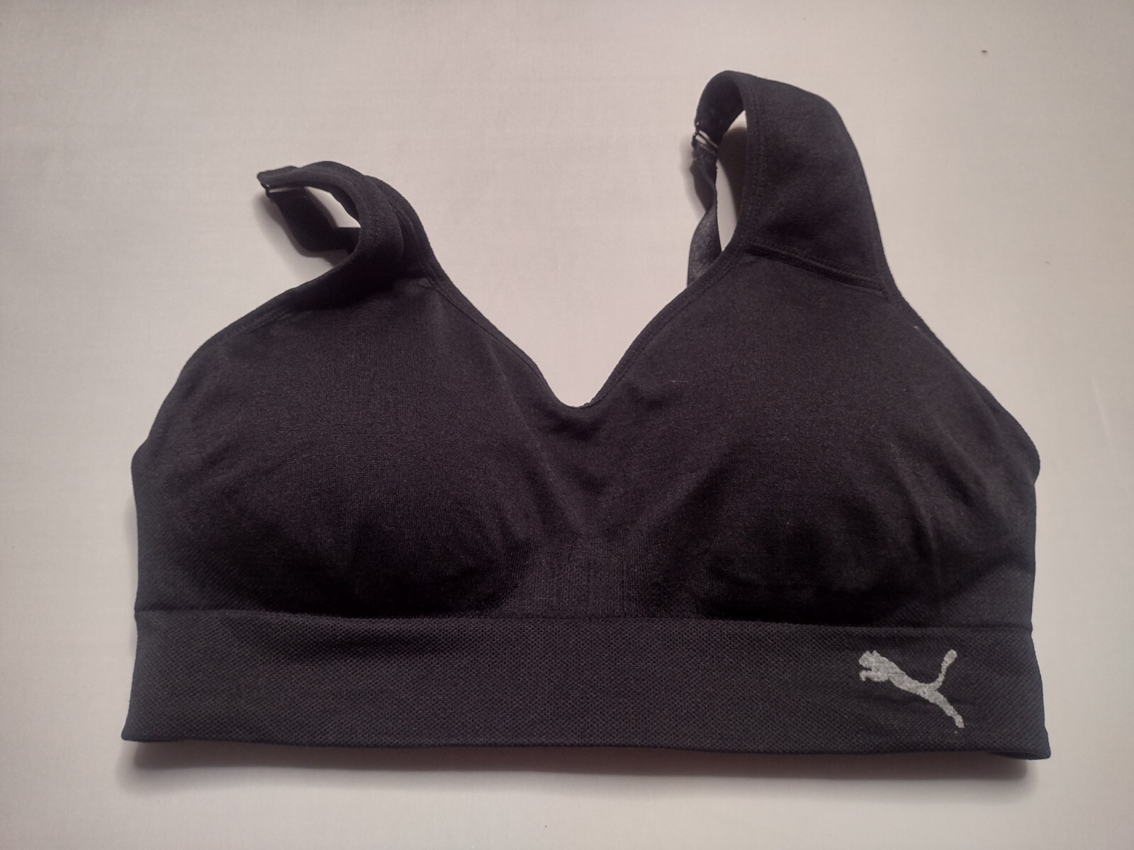 Puma Seamless Sports Bra Medium Black Padded Wireless Workout Running K