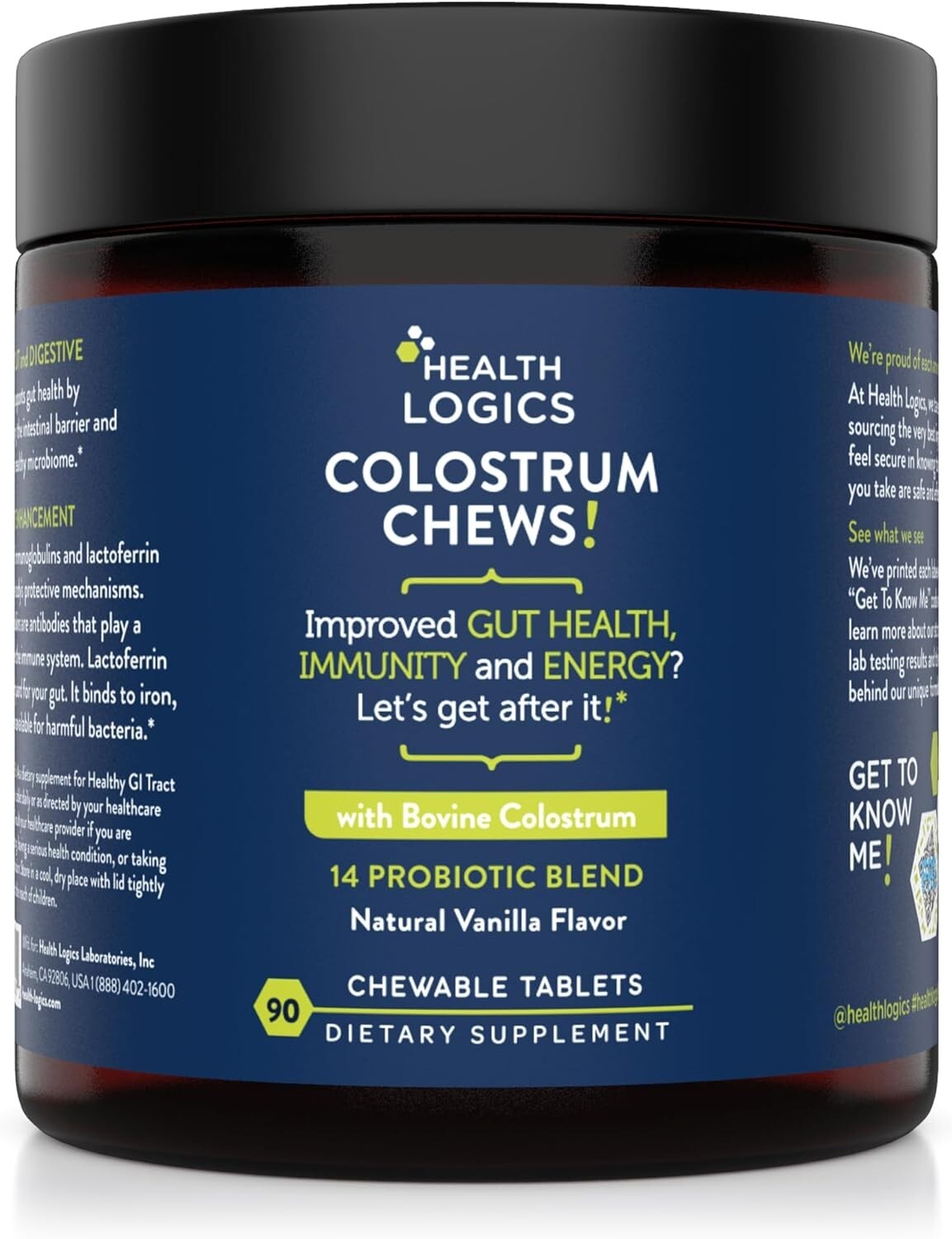 Health Logics Colostrum Chews-Colostrum Supplement 25% IgG for Gut Health, Im...
