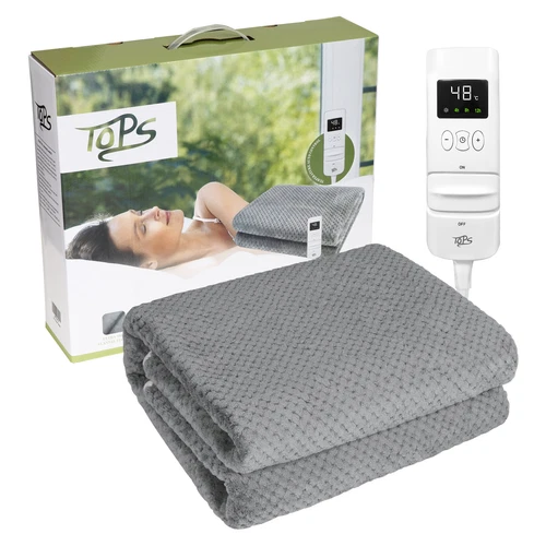 TOPS Single Electric Heated Blanket 18-48℃ Heat Settings Timer Warm Washable - Picture 2 of 7