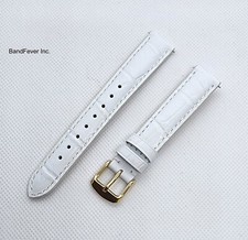 16mm White Genuine Leather Alligator Interchangeable Band Fits Michele Watch