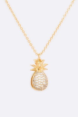 CZ Pineapple Pearl Pendant Necklace