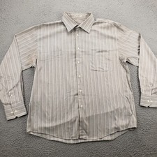 Pronto Uomo Shirt Mens XLT Brown Striped Tall Button Up Non Iron Classic Pocket