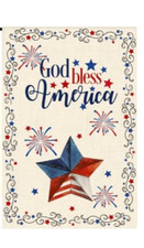 God Bless America 4th of July Patriotic Burlap Garden Flag 12"x18"