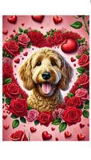 Goldendoodle Red Valentine's Day Flag
