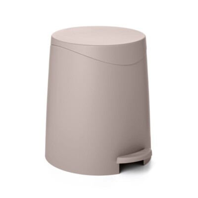 Superio Small Plastic Bathroom Trash Can with Lid, Taupe 3 Liter Pedal Waste Bin