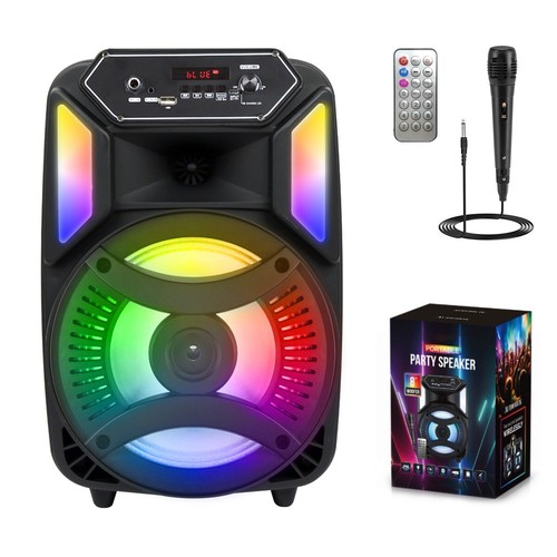 Haut-parleur Bluetooth portable subwoofer basse lourde système audio fête + télécommande et micro - Photo 9 sur 9