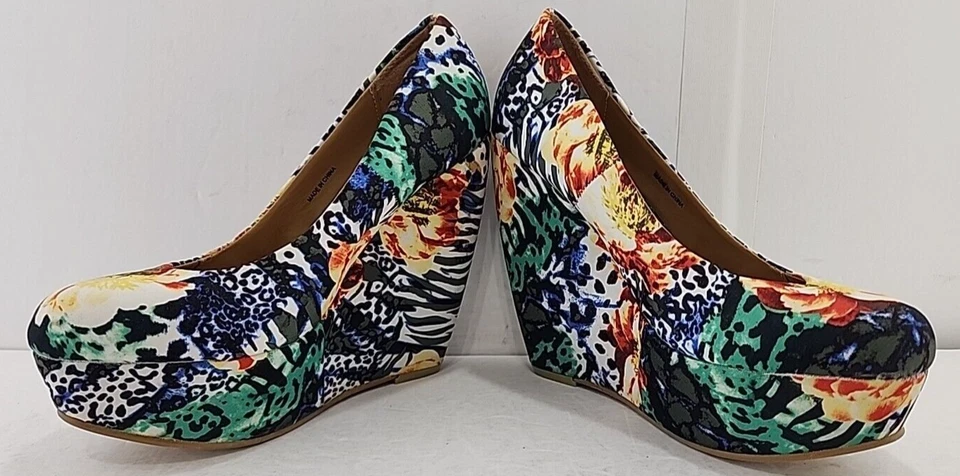 Zapatos de salón Call It Spring para mujer con plataforma talla 6 patrón floral tacón de cuña de 5" Foto 3 de 4
