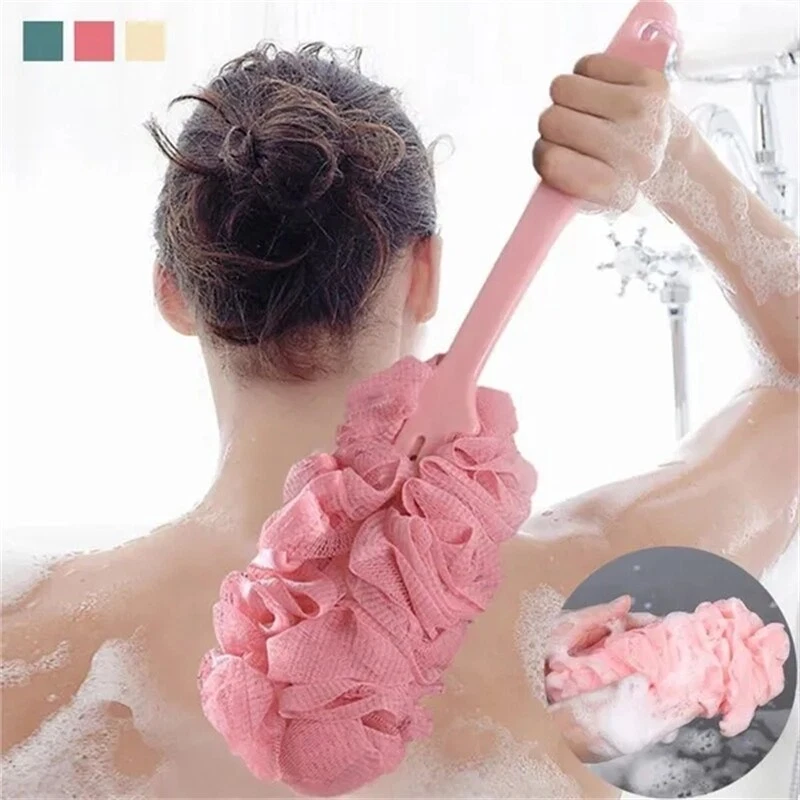 Long Handle Bath Brush Soft Mesh Sponge Back Scrubber Body Wash Shower  Loofah