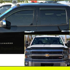 2015-18 2019 Chevy Silverado 2500 SMOKE 4 Door Vent Visor Rain Guards+Bug Shield