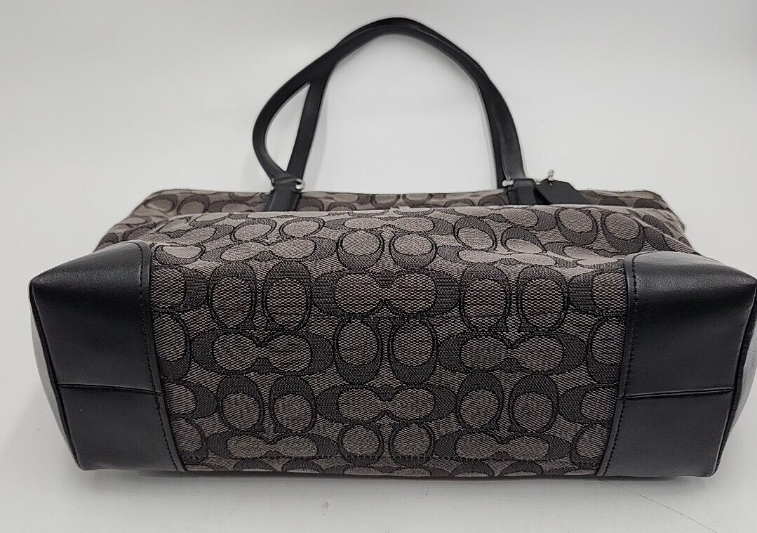 Coach Zip Top Tote in Signature Canvas Charcoal/Black/Silver Coach Zip Top Tote in Signature Canvas Charcoal/Black/Silver