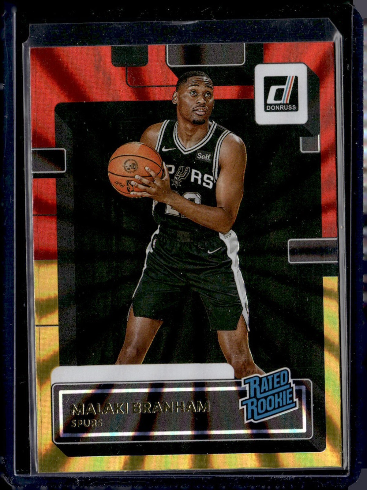 2022-23 Donruss #220 Malaki Branham Rated Rookie Holo Red & Gold Laser Spurs