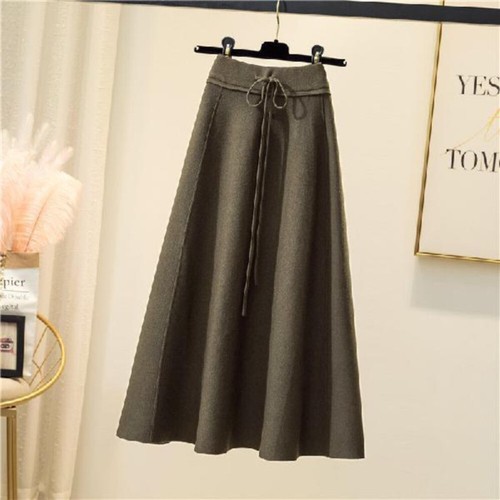 Fashion Lady Midi Knit Pleated Skirt A-line Retro Casual Thicken Evening Party - Picture 13 of 13