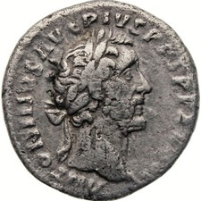 160 - 161 AD Roman Empire Coin Antoninus Pius Denarius Silver (MO3507-)