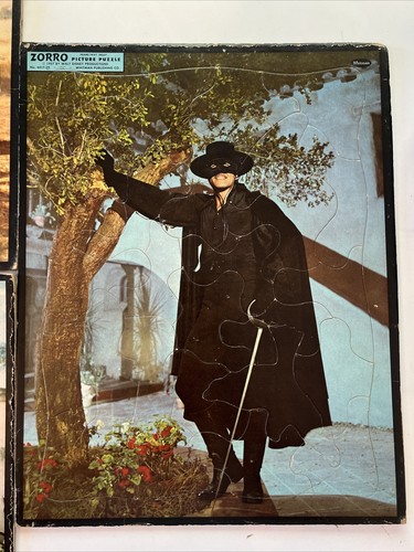 3x Vintage 1957 Walt Disney Productions Zorro Picture Puzzle Whitmann 11.5”x14.5 - Picture 4 of 4
