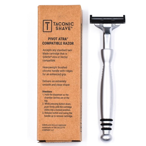 Taconic Shave Pivot Gillette Atra Compatible Metal Razor & 10 Pivot Plus Blades - Picture 9 of 9