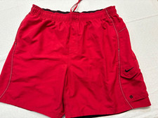 Nike Mens Swim Trunks Size XL Red Elastic Plus Drawstring Waist Pocket With Flap