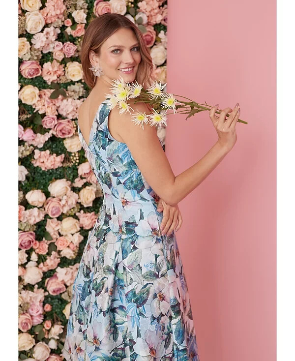 Adrianna Papell☆上品フローラル柄ミディーワンピース Adrianna Papell Women's Floral Jacquard Midi Dress Color