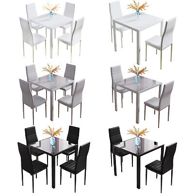 Modern Glass Dining Table And 2 4 Chair, Modern Leather Chairs Uk