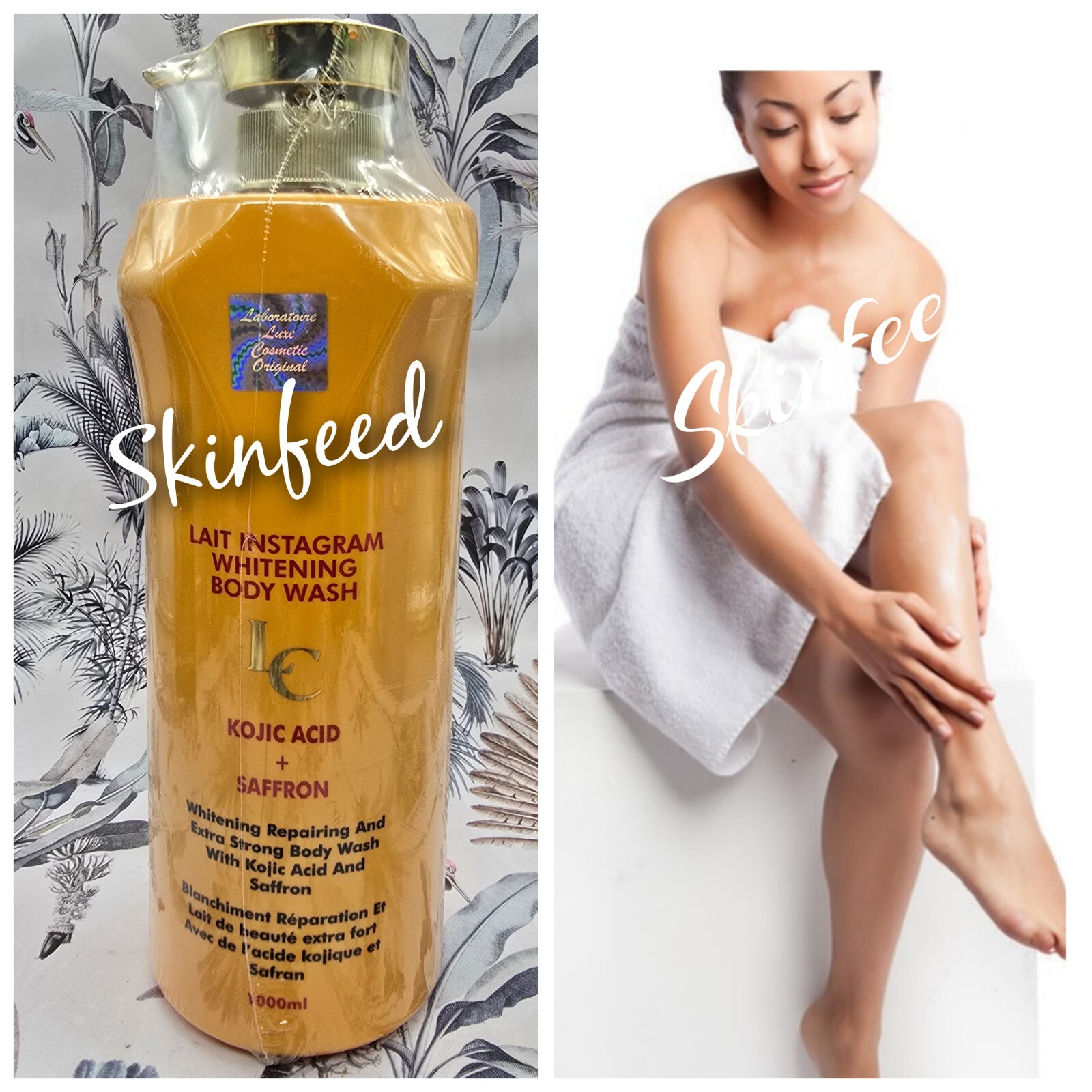 Lait Instagram Whitening  Body wash WITH KOJIC  Shower  GEL 1000ml. 1X👌