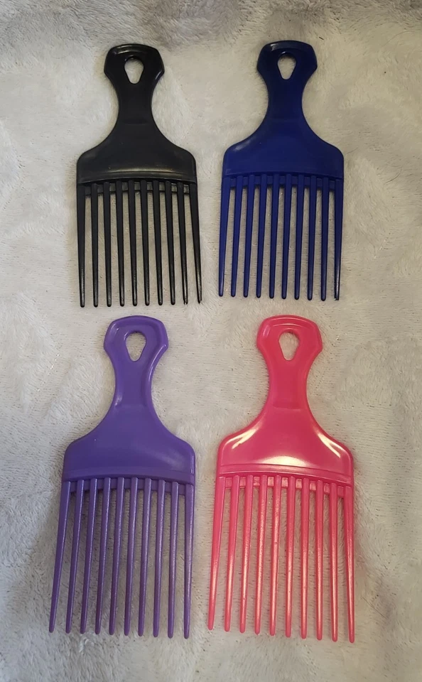 "Lote de 4 peines de plástico para levantar el cabello de dientes anchos selección EE. UU. 5"" sueltos nuevos sin usar" Foto 4 de 4