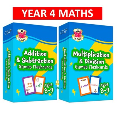 KS2 Year 4 Maths Addition & Subtraction Multiplication & Division Flashcard CGP
