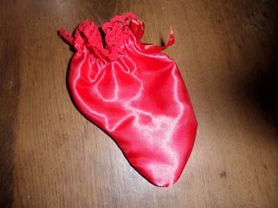 KIMBERLYSECRET SISSY MODESTY CHASTITY POUCH RED SATIN WHITE LACE TRIM BOW