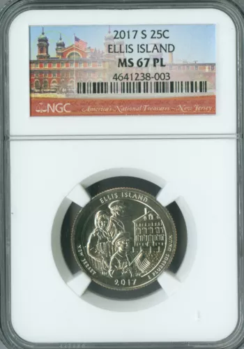 2017 S ELLIS ISLAND QUARTER NGC MS67 PL LOW POP RARE . 