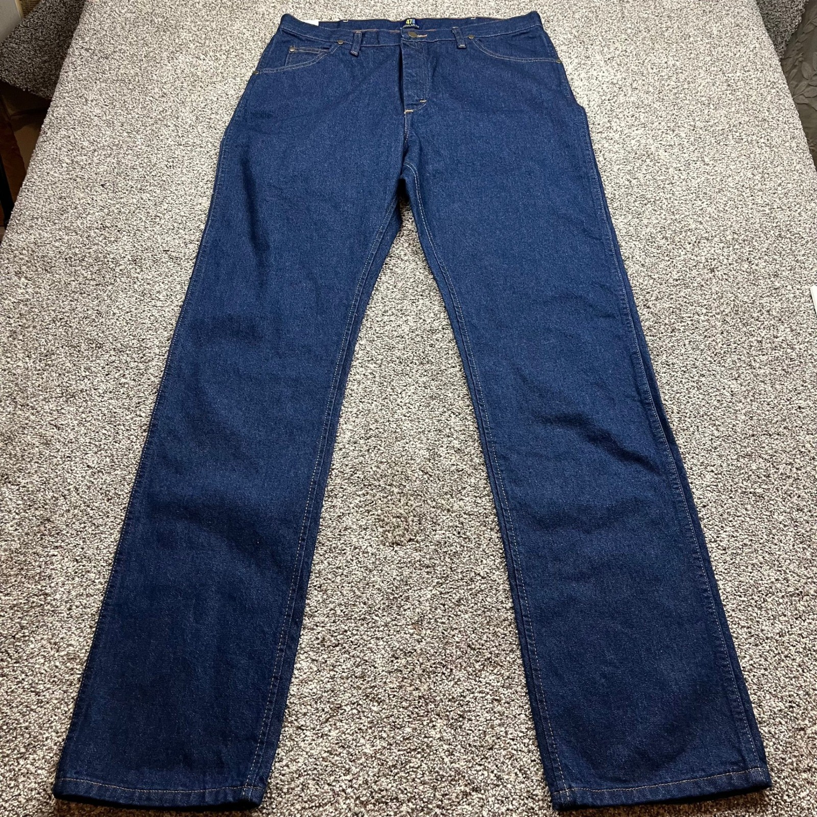 38x36 Blue Denim Cotton Regular Fit Dark Wash High Rise
