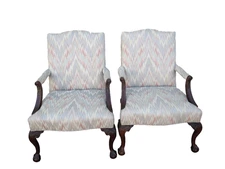 62465 Pair SHERRILL Furniture Chippendale  Armchair Chairs