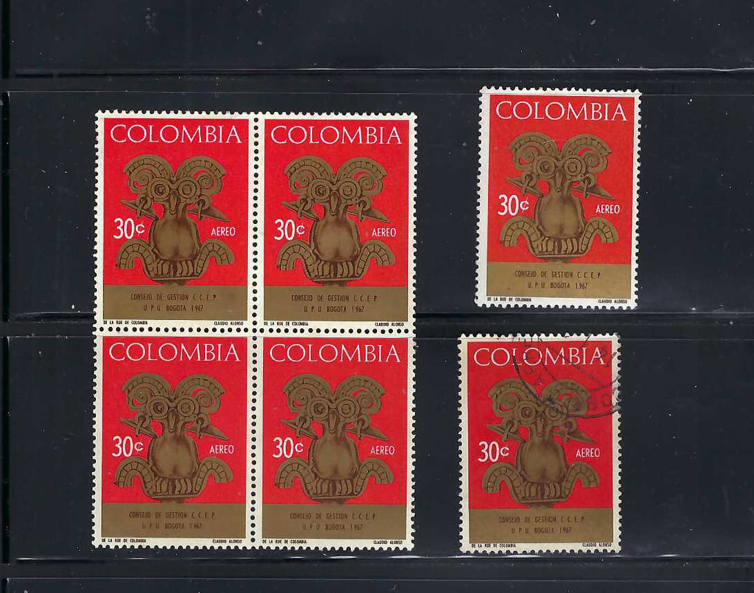 ARCHAELOGY  'BIRD PECTORAL'' PRE COLUMBIAN    BKLT OF 4      1 CANCEL-  COLOMBIA