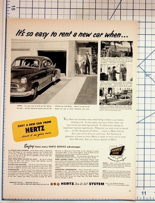 1950s Hertz Driv-Ur-Self System Vintage Magazine Ad Car Rental Chicago