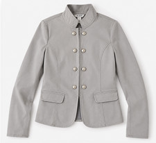 NEW WHITE HOUSE BLACK MARKET WHBM GRAY MILITARY BUTTON JACKET SIZE 8
