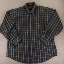 Van Heusen Shirt Mens 2XL 18 18.5 Green Check Plaid Broadcloth Wrinkle Free