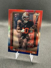 Topps Chrome 2025 Rookie Quinshon Judkins Red, White, and Blue Refractor