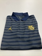 NIKE JORDAN x MARQUETTE Performance Polo Shirt Blue Dri-Fit On Field SZ Medium