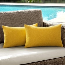 12x20in ANRODUO Pack of 2 Yellow Outdoor Pillow Covers for Patio Furniture