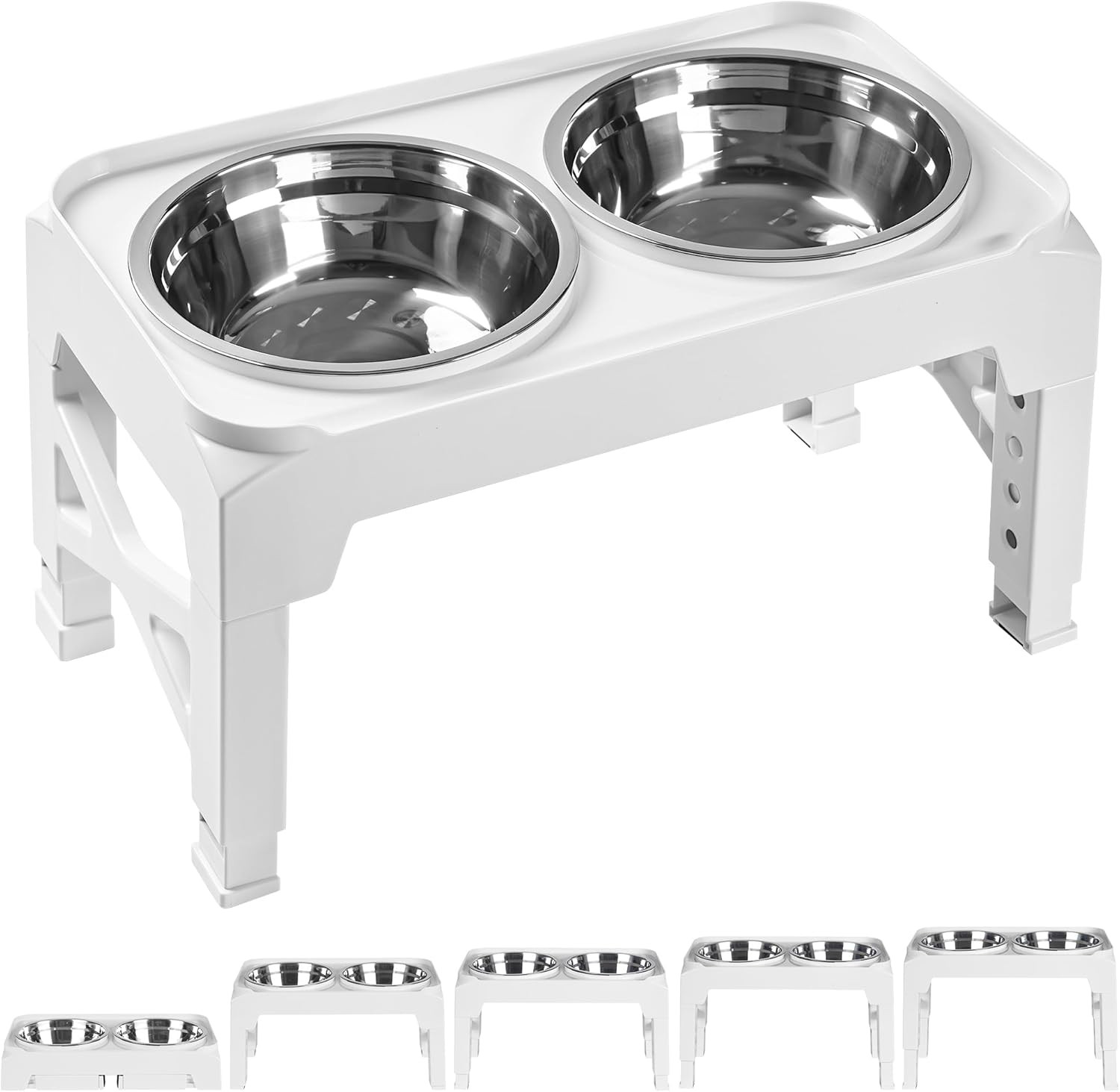 Ciotole Rialzate Cani Acciaio Inox - Set 2 Ciotole Regolabili Design