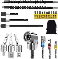 Set Extensiones Brocas Flexibles 105 Grados Adaptador Hexagonal Giratorio