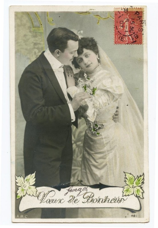 c 1907 Glamour Glamor FRENCH WEDDING BRIDE Marriage Fashion photo postcard