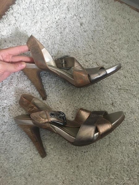 Women Dune Heels Grey Leather 37