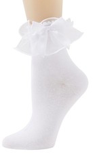 Lace Ruffle Frilly Socks for Women, Lace Ankle Socks with Bow US, Numeric, 5,...